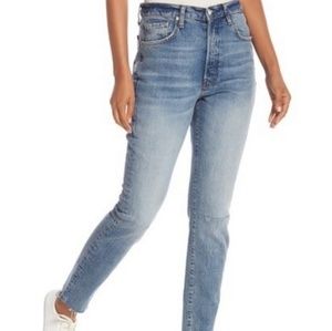 Free People High Waist Stella Raw Hem Jeans NWT